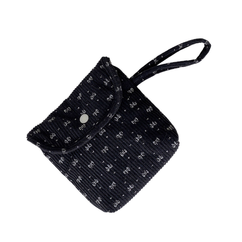Black Spacious Corduroy Feminine Hygiene Organizer Cosmetic