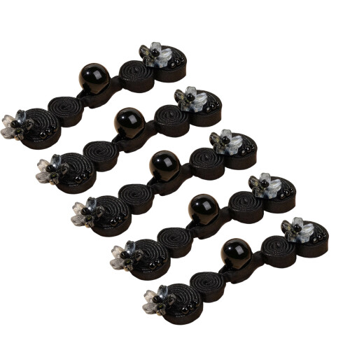 Elegant Beads Button Handcrafted For Traditional Chinese-Black