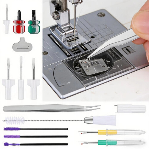 17 Piece Portable Sewing Machine Maintenance Set With Storage 1