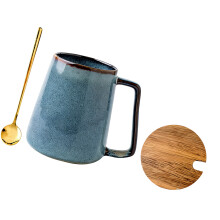Delicate Handmade Raku Glazed Coffee-sydney blue With spoon lid