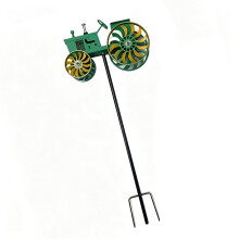 Metal Windmill Outdoor Decoration Tractor With Rotatable Wheel