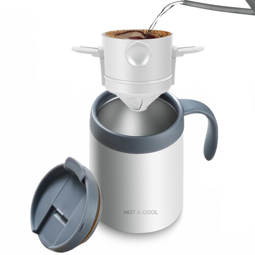 Convenient 304 Nonrust Steel Coffee Dripper And Thermal-White