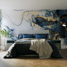 Superfresco Easy Agate Marble Navy Print To Order 3m x 2.8m Mural | Wallpaper Roll