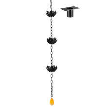 Long Decorative Rain Chain Displaying blossomy Design-Black