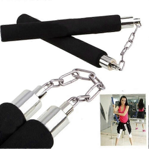 (Black) Sturdy Metal Chain Foam Nunchaku for Training 2