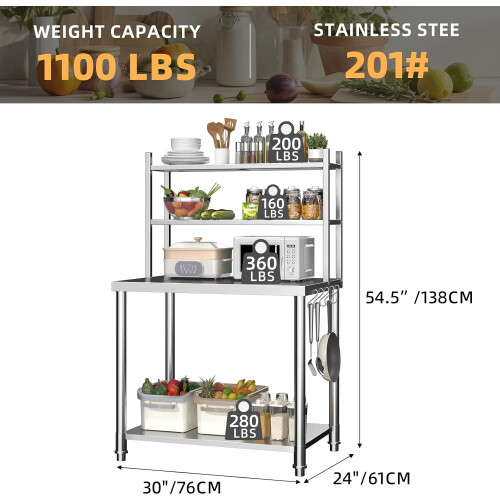 Stainless Steel 2-Layer Top Shelf Table 2