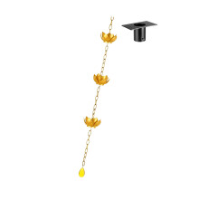 Long Decorative Rain Chain Displaying blossomy Design-Gold
