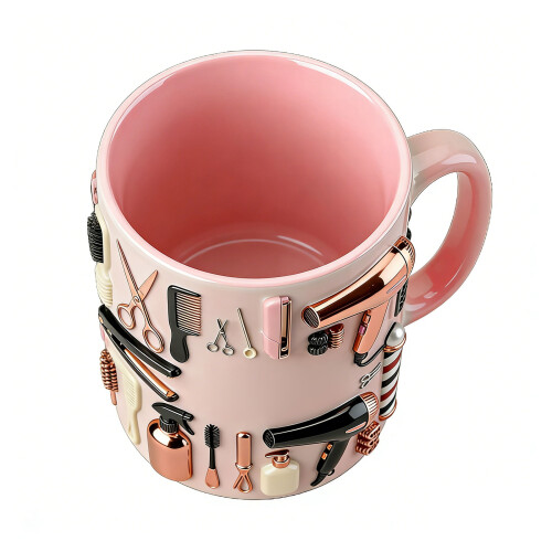 Delicate Pink Barber Inspired Ceramic Cup With Spacious-11oz