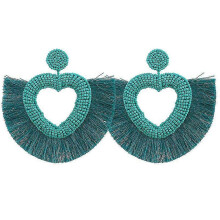 (E1213 Blue) Bohemian Oorbellen Multicolor Heart Dangle Earrings For Women Trendy Beads Statement Earrings Wedding Fashion Jewelry
