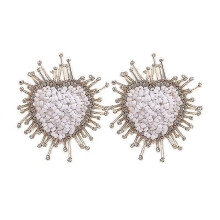 (E1127 White) Bohemian Oorbellen Multicolor Heart Dangle Earrings For Women Trendy Beads Statement Earrings Wedding Fashion Jewelry