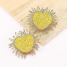 (E1254 Yellow) Bohemian Oorbellen Multicolor Heart Dangle Earrings For Women Trendy Beads Statement Earrings Wedding Fashion Jewelry