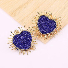 (E1254 Sapphire) Bohemian Oorbellen Multicolor Heart Dangle Earrings For Women Trendy Beads Statement Earrings Wedding Fashion Jewelry
