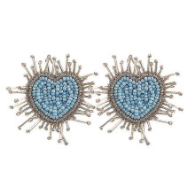 (E1127 Blue) Bohemian Oorbellen Multicolor Heart Dangle Earrings For Women Trendy Beads Statement Earrings Wedding Fashion Jewelry