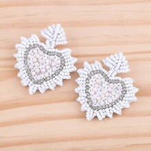 (E1104 White) Bohemian Oorbellen Multicolor Heart Dangle Earrings For Women Trendy Beads Statement Earrings Wedding Fashion Jewelry