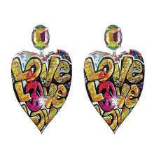 (E0582) Bohemian Oorbellen Multicolor Heart Dangle Earrings For Women Trendy Beads Statement Earrings Wedding Fashion Jewelry