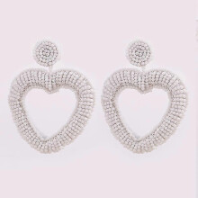 (E1212 White) Bohemian Oorbellen Multicolor Heart Dangle Earrings For Women Trendy Beads Statement Earrings Wedding Fashion Jewelry