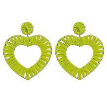 (E1216 Yellow) Bohemian Oorbellen Multicolor Heart Dangle Earrings For Women Trendy Beads Statement Earrings Wedding Fashion Jewelry