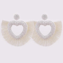 (E1213 White) Bohemian Oorbellen Multicolor Heart Dangle Earrings For Women Trendy Beads Statement Earrings Wedding Fashion Jewelry