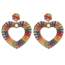 (E1216 Colorful) Bohemian Oorbellen Multicolor Heart Dangle Earrings For Women Trendy Beads Statement Earrings Wedding Fashion Jewelry