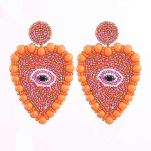 (E1238 Croal) Bohemian Oorbellen Multicolor Heart Dangle Earrings For Women Trendy Beads Statement Earrings Wedding Fashion Jewelry