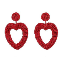 (E1212 Red) Bohemian Oorbellen Multicolor Heart Dangle Earrings For Women Trendy Beads Statement Earrings Wedding Fashion Jewelry
