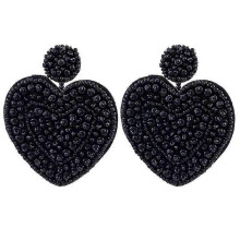 (E1223 Black) Bohemian Oorbellen Multicolor Heart Dangle Earrings For Women Trendy Beads Statement Earrings Wedding Fashion Jewelry