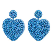 (E1223 Blue) Bohemian Oorbellen Multicolor Heart Dangle Earrings For Women Trendy Beads Statement Earrings Wedding Fashion Jewelry