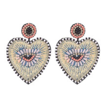 (E1255 Heart) Bohemian Oorbellen Multicolor Heart Dangle Earrings For Women Trendy Beads Statement Earrings Wedding Fashion Jewelry
