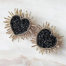 (E1254 Black) Bohemian Oorbellen Multicolor Heart Dangle Earrings For Women Trendy Beads Statement Earrings Wedding Fashion Jewelry