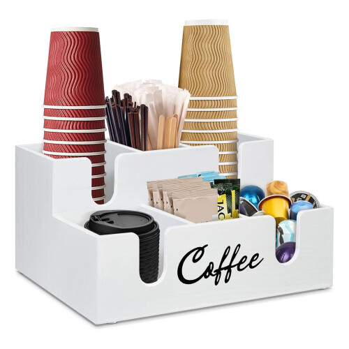 Rustics Farmhouses Styles Kaffeestations-Organizer aus-Weiß