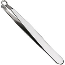 (Blue) Universal Nose Hair Trimming Tweezers Stainless Steel Round Tip Nasal Cleaning