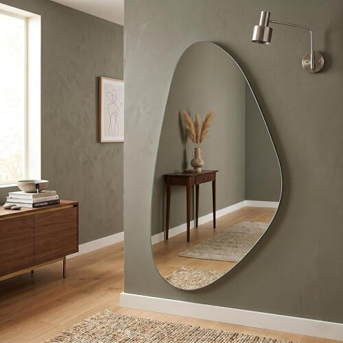 Frameless Irregular Beveled Mirror Silver 50x70cm