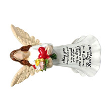 7 Inches Tall Angel Statue With Detailed Flower and Heart Decors