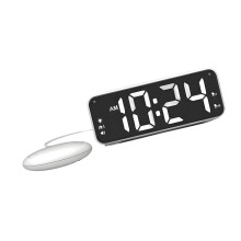 Réveil puissant, réveil vibrant avec secoueur de lit, 4-Blanc