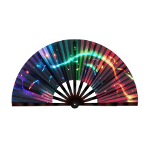 Fluorescent Glow Glittering Folding Hand Fan-Music Festival A
