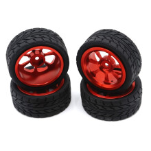 65Mm Metallfelge + Gummireifen mit Hohem Grip Reifen für 144001 A959 A959-B 124019 124018 RC Autoteile, Rot