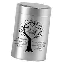 Tasteful Aluminum Keepsakes Urn With Symbolic Trees-Silver