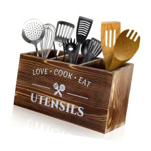 Decorative Wooden Silverware Holder With Sturdy Base To Keep-A