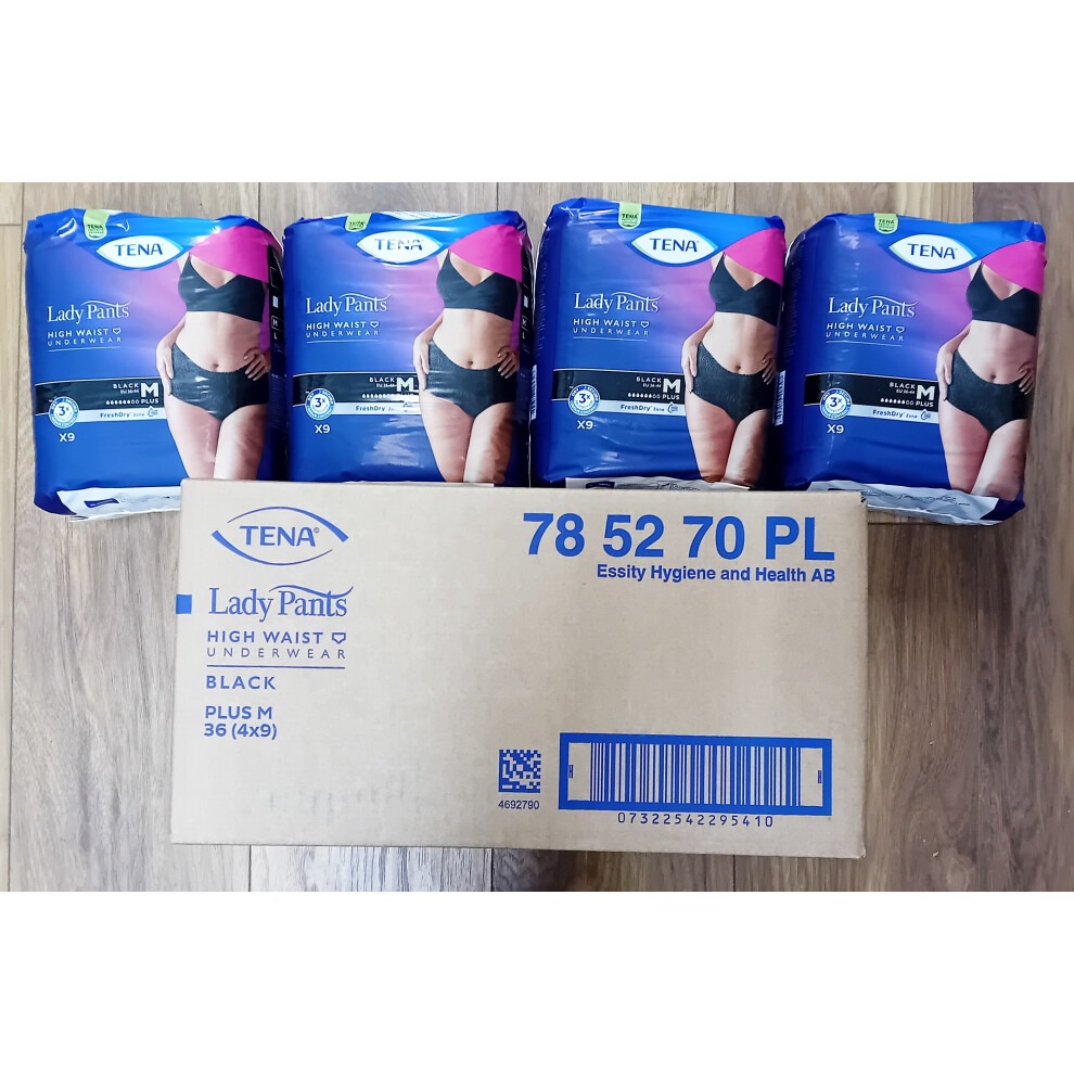 Tena Lady Pants Plus Black Medium Pack Of 9 (Case Of 4)