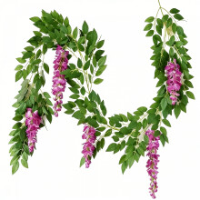 (2m, Rose Red) Artificial Wisteria Flower Vine Hanging Wedding Decor Garlands Home Outdoor Indoor Decor Flower for Room Wall Decor