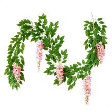 (2m, Pink) Artificial Wisteria Flower Vine Hanging Wedding Decor Garlands Home Outdoor Indoor Decor Flower for Room Wall Decor