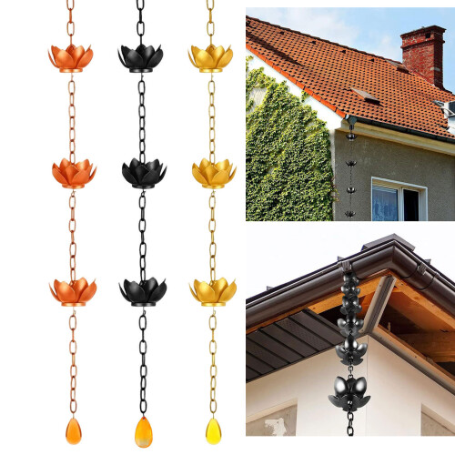 Unique Flower Designed Rain Chain Enhances Your Garden-copper 2