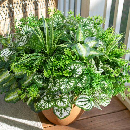 Realistic Plastic Greenery Artificial Leaves For Outdoor-8cap 2