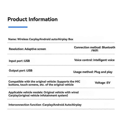 Ασύρματος προσαρμογέας αυτοκινήτου 3 σε 1 Smart Carplay Airplay Android Auto USB Dongle Ενσύρματο C 1