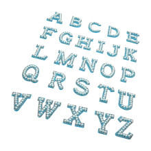 Letter Patches With Fake Pearls And Crystals For Fashion-Blue