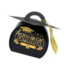 Elegant Graduation Cap Gift Box Chocolate Candy Packaging-Black