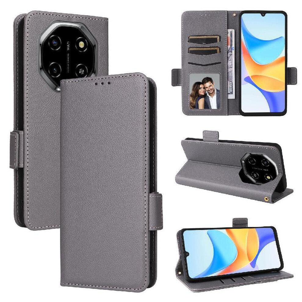 (Gray) Flip Case For Blackview Shark 6 Side Buckle Wallet Magnetic Card Slots Holder Pu Leather Gray 764563378739
