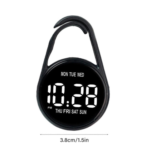 Digital Keychain Pocket Watch Touch Control Timekeeping Device For Study Exam Plastic Small LED Electronic Clock Gift White 2