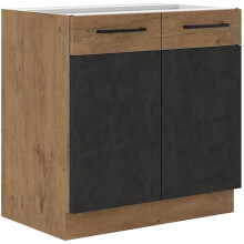 Unterschrank ROCK - Melamin in Eichenoptik Lancelot und Grau Matera - 1 Tür - B80 x H82 cm