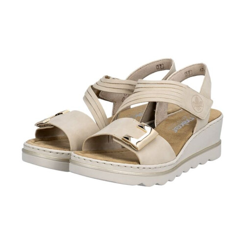 Rieker Sandales à Scratches Compensé Rieker Morelia - Beige 2
